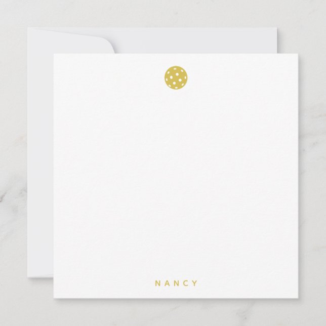 Pickleball Personalisiert Name Mustard Yellow Mitteilungskarte (Vorderseite)