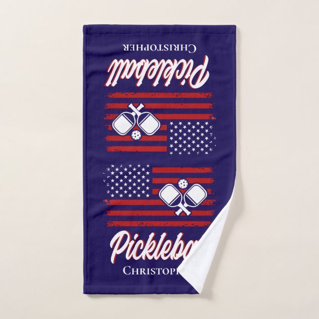 Pickleball, personalisiert Red White Blauer Flag Handtuch (Handtuch)