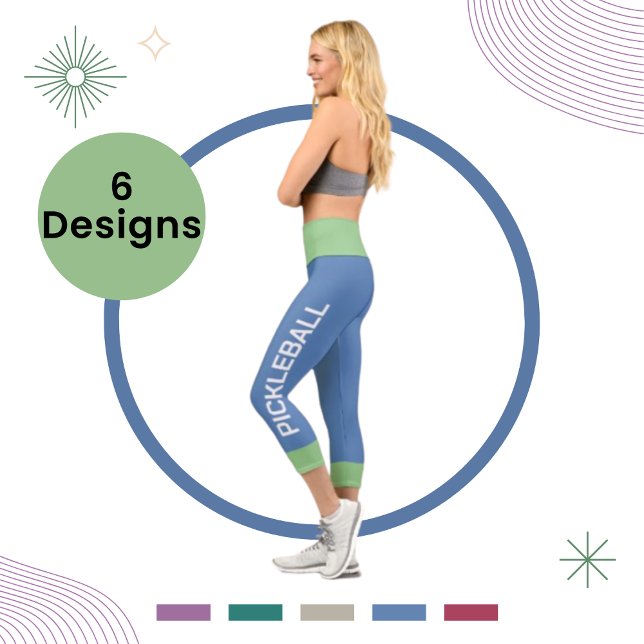 Pickleball Personalisiert Sage-Blue High Waisted Capri Leggings (Von Creator hochgeladen)