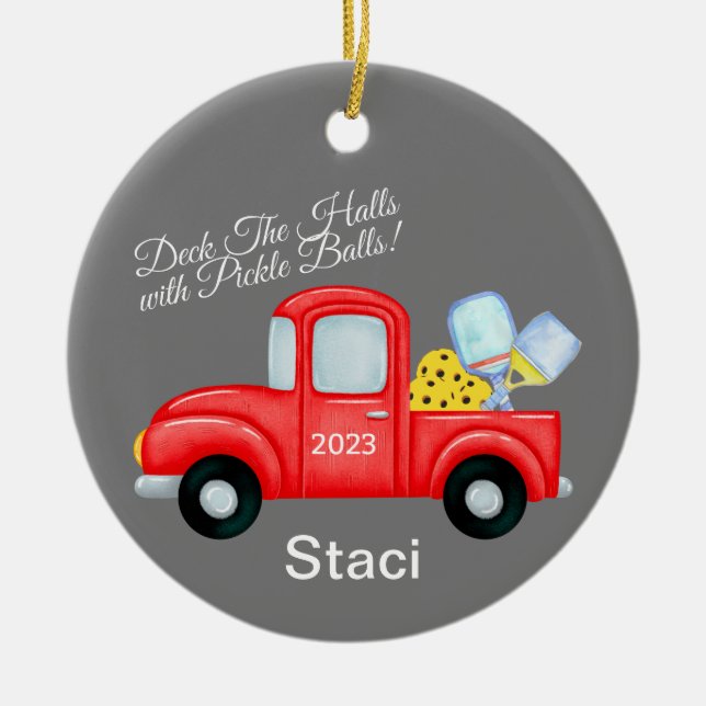 Pickleball Personalisierte Weihnachtsschmuck für B (Vorne)