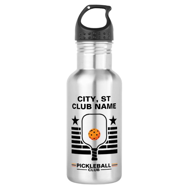 Pickleball Personalized Name Pickleball Club Edelstahlflasche (Vorderseite)