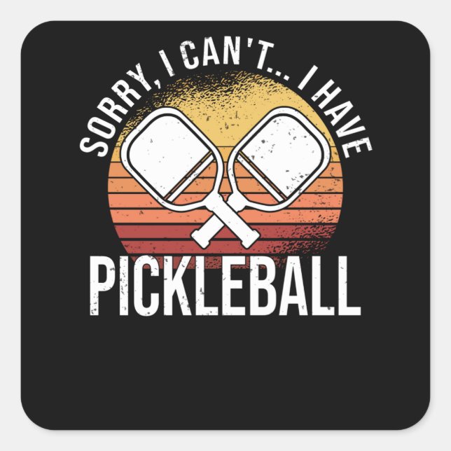 Pickleball Pickball Player No Time Retro Quadratischer Aufkleber (Vorderseite)