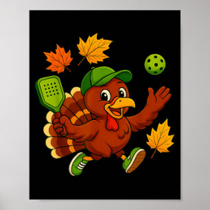 Pickleball Pickle Ball Truthahn Erntedankfest Herb Poster