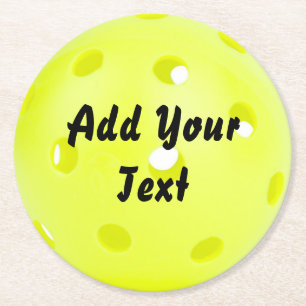 Pickleball Pickle Ball Yellow Personaliz Runder Pappuntersetzer