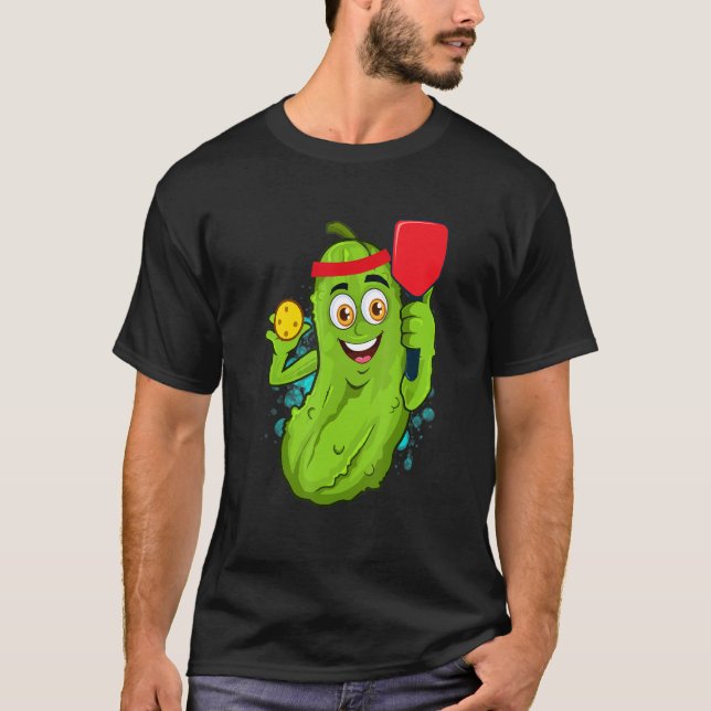 Pickleball Pickle Paddle  Cucumber Player Vegan T-Shirt (Vorderseite)