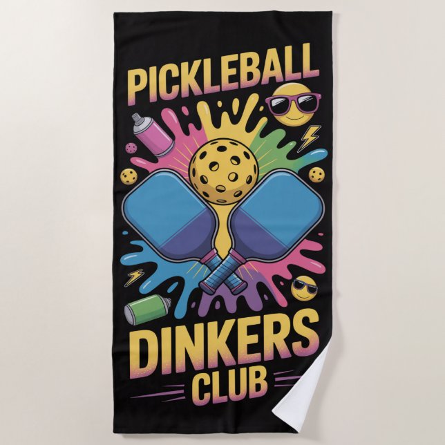 Pickleball Pickleball Dinkers Club Graffiti Strandtuch (Vorderseite)