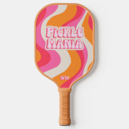Pickleball Picklemania Retro Waves Text Initials Schläger