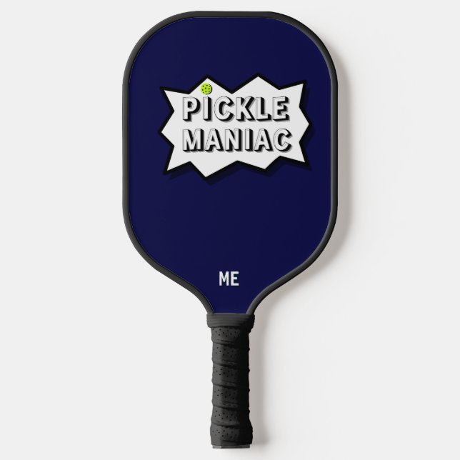 Pickleball PickleManiac Funny Comic Blau Schläger (Vorderseite)