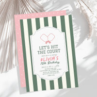 Pickleball Pink & Green Stripes Girl Geburtstag