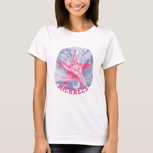 Pickleball Pink Name hinzufügen Grafischer T - Shi T-Shirt (Vorderseite)