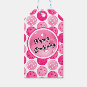 Pickleball Pink & White Pickleballs Personalisiert Geschenkanhänger