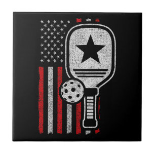 Pickleball Player - American Flag Pickleball - Bil Fliese