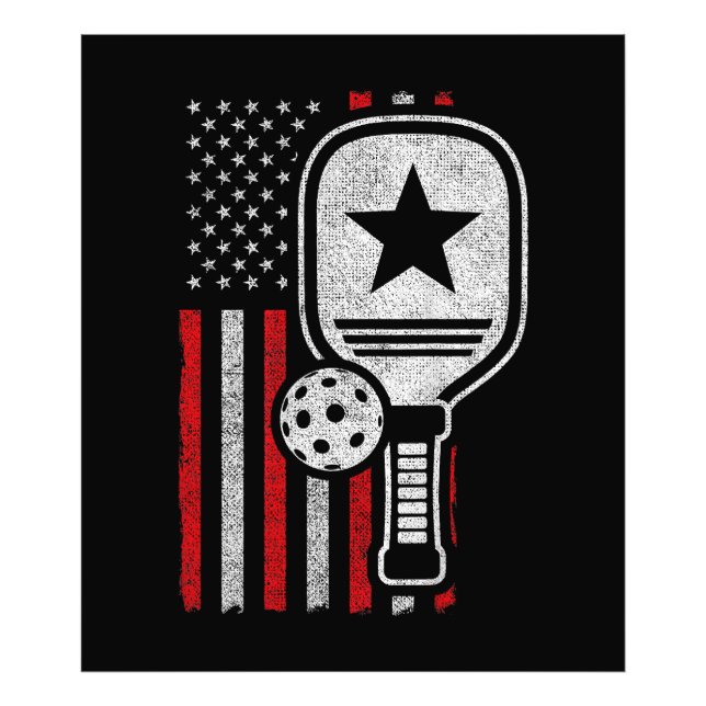 Pickleball Player - American Flag Pickleball - Bil Fotodruck (Vorne)