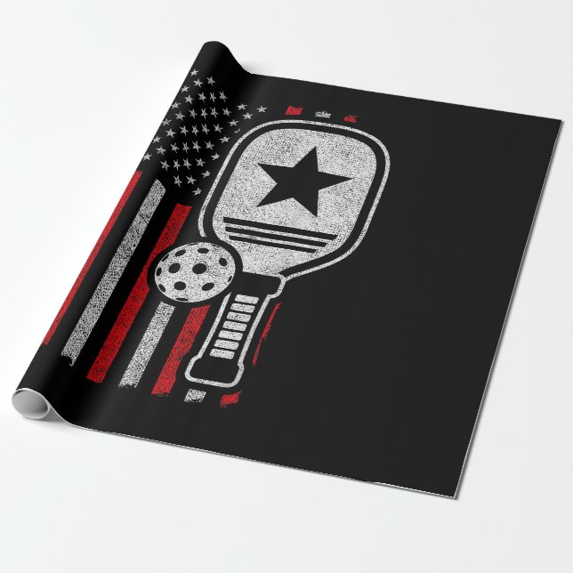 Pickleball Player - American Flag Pickleball - Bil Geschenkpapier (Ungerollt)