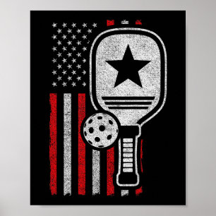 Pickleball Player - American Flag Pickleball - Bil Poster