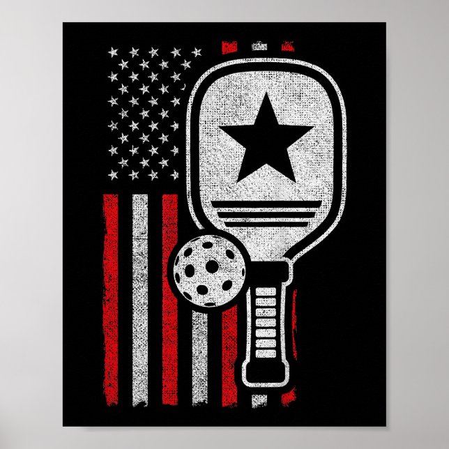 Pickleball Player - American Flag Pickleball - Bil Poster (Vorne)