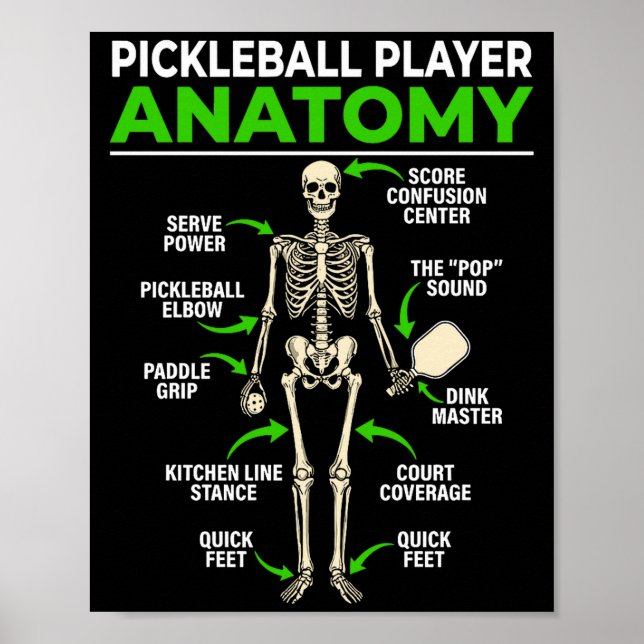 Pickleball player anatomy funny dink pickle ball poster (Vorne)