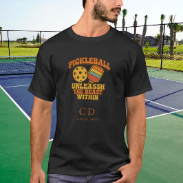 Pickleball Player Black Retro Orange Fun Zitat T-Shirt