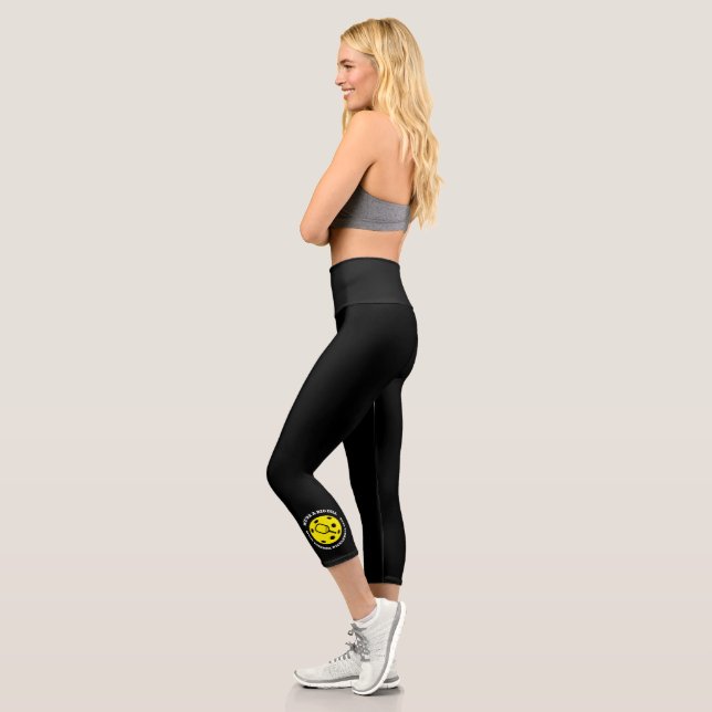 Pickleball Player Club Team Custom Yellow Black Capri Leggings (Links)