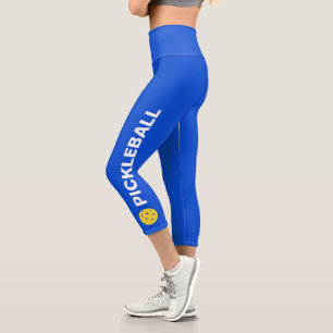 Pickleball Player Custom High Waised Royal Blue Capri Leggings