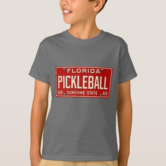 Pickleball Player Fan Retro Florida License Plate T-Shirt (Vorderseite)