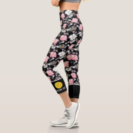 Pickleball Player Floral Muster Hinzufügen von ben Capri Leggings
