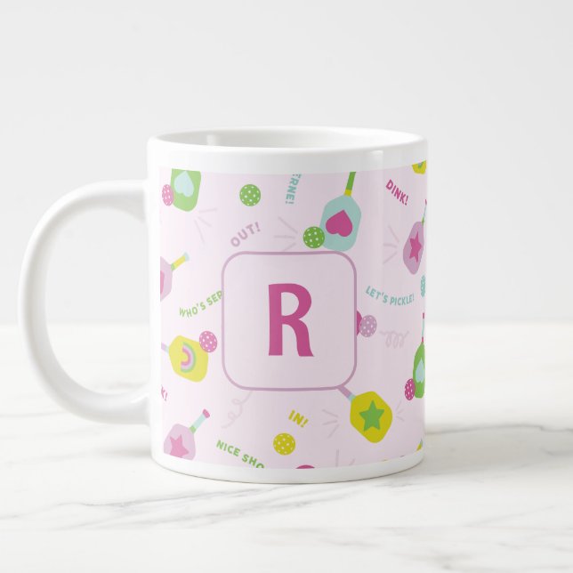 Pickleball-Player-Geschenk für ihr rosa Personalis Jumbo-Tasse (Links)