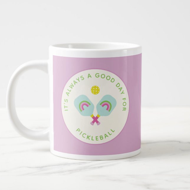Pickleball Player Geschenkpaddel Rainbow Paddle Cu Jumbo-Tasse (Links)