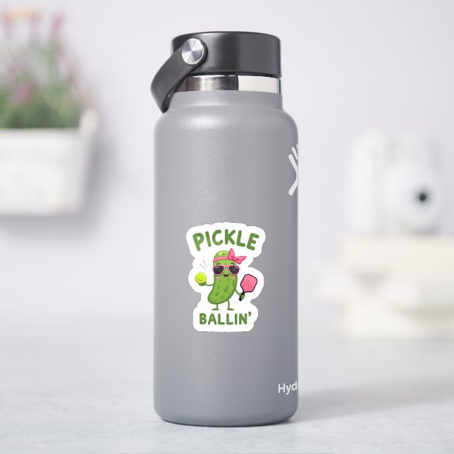 Pickleball Player Gift - "Pickle Ballin" Aufkleber (HydroFlask)