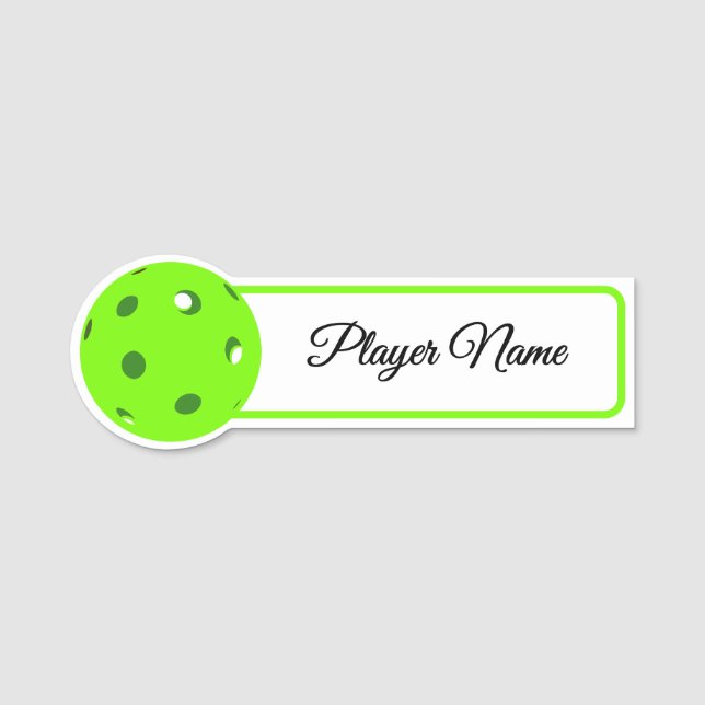 Pickleball Player Green Pickleballs Personalized Namensschild (Vorderseite)