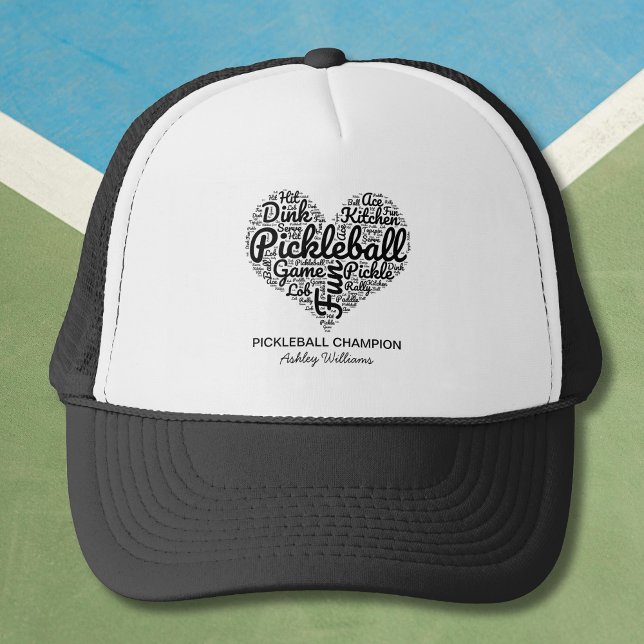 Pickleball Player Personalisiert Name Text Word Ar Truckerkappe (Personalize with name, edit other text if you wish, or delete if not required)