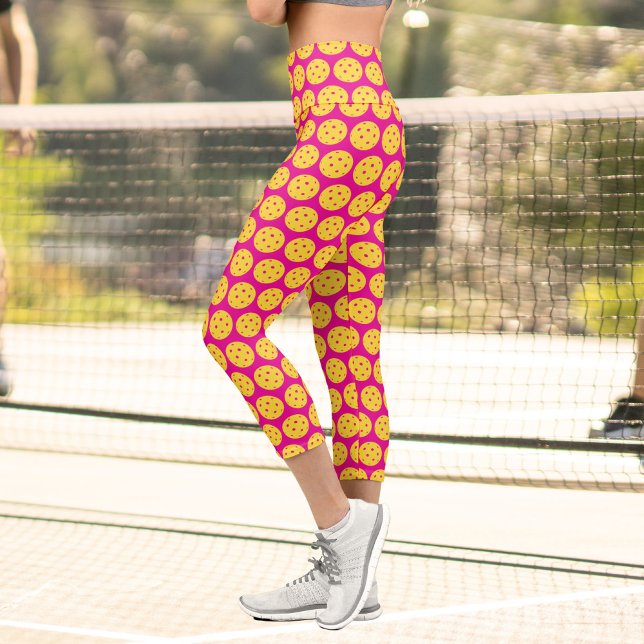 Pickleball Player Pickleball Muster hell rosa Capri Leggings (Von Creator hochgeladen)