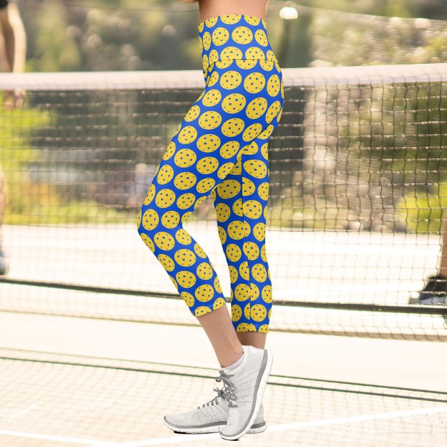 Pickleball Player Pickleball Muster Royal Blue Capri Leggings (Von Creator hochgeladen)