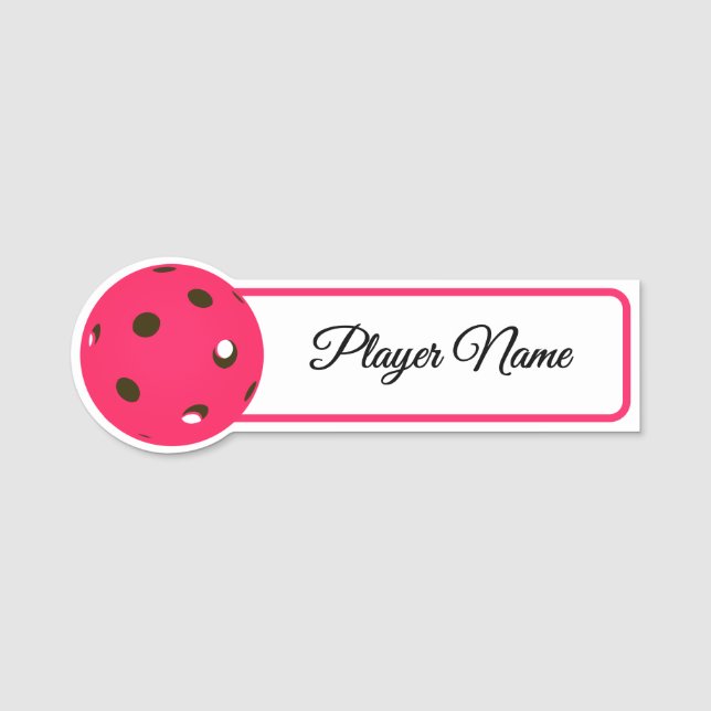 Pickleball Player Pink Pickleballs Personalized Namensschild (Vorderseite)