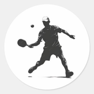 Pickleball Player Silhouette Sportdesign Runder Aufkleber