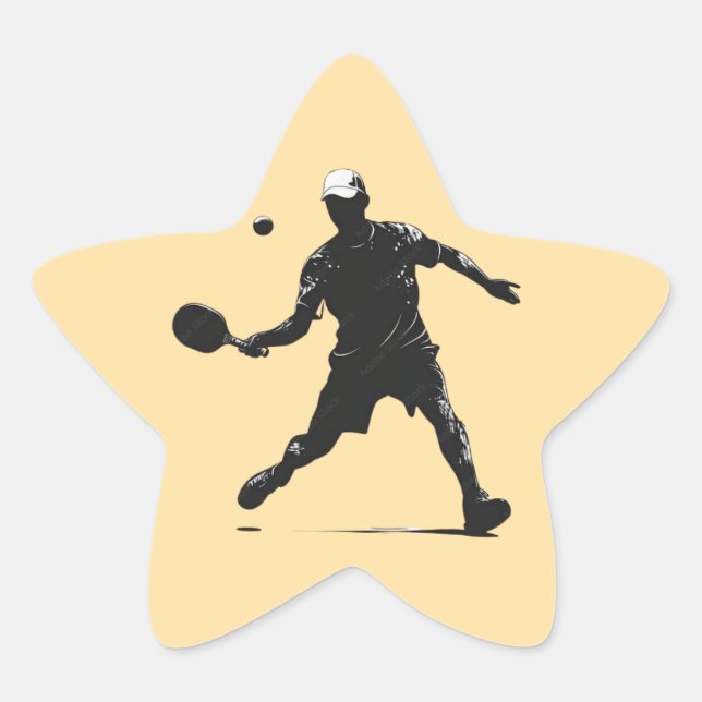 Pickleball Player Silhouette Sportdesign Stern-Aufkleber (Vorderseite)
