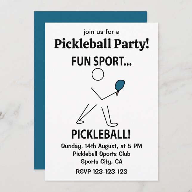 Pickleball Player Sports Fun Sport Pickleball Einladung (Vorne/Hinten)