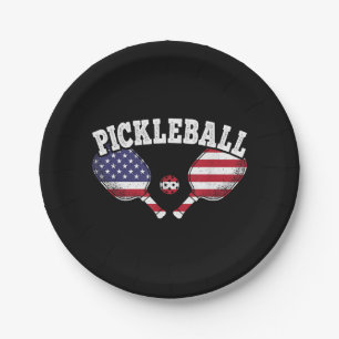 Pickleball Player Vintag Pickle Ball Liebe Pappteller