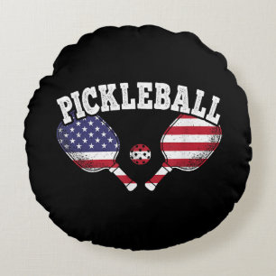 Pickleball Player Vintag Pickle Ball Liebe Rundes Kissen