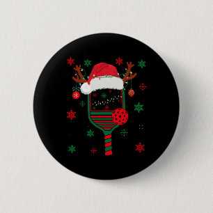 Pickleball Player Weihnachtsfeiertag Reindeer Xmas Button