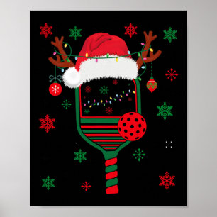 Pickleball Player Weihnachtsfeiertag Reindeer Xmas Poster