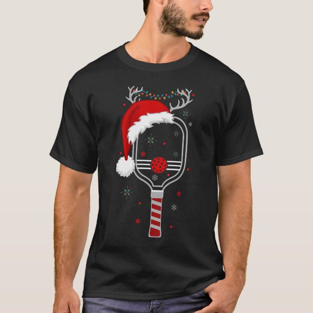 Pickleball Player Weihnachtsfeiertag Reindeer Xmas T-Shirt (Vorderseite)