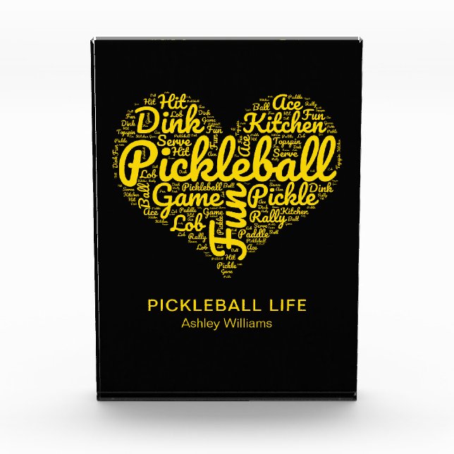 Pickleball Player Word Art Typografie Personalisie Fotoblock (Vorderseite)