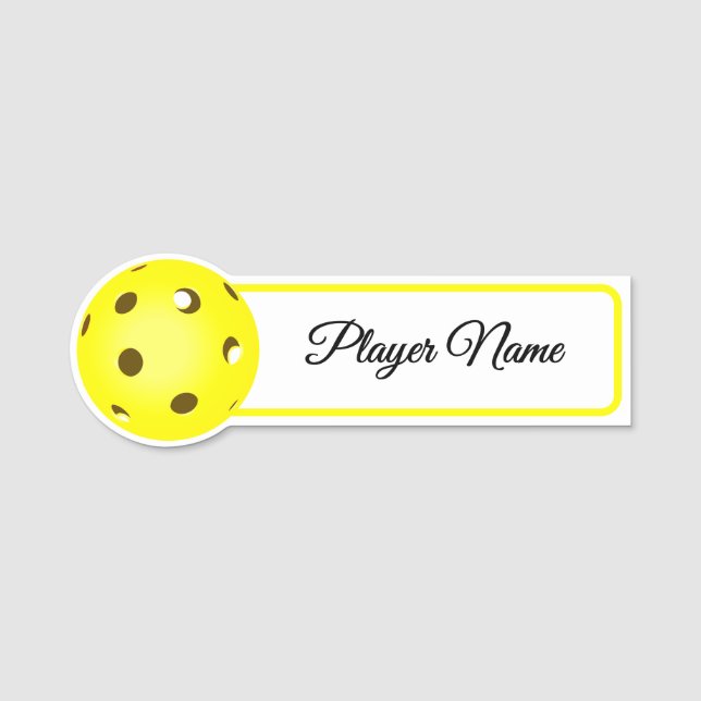 Pickleball Player Yellow Pickleballs Personalized Namensschild (Vorderseite)