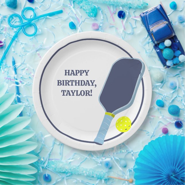 Pickleball Players Custom Message Birthday Pappteller (Party)