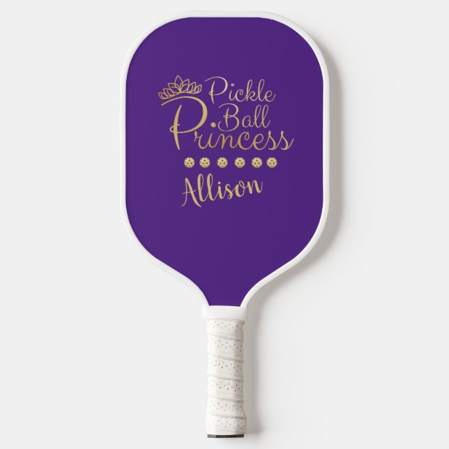Pickleball Princess Purpl Gold Individuelle Name E Pickleball Schläger (Vorderseite)