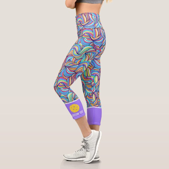Pickleball-Print, farbig Abstrakt, benutzerdefinie Capri Leggings (Links)