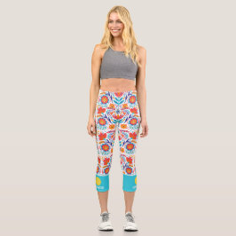 Pickleball Print Fun Farbige Blume Benutzerdefinie Capri Leggings