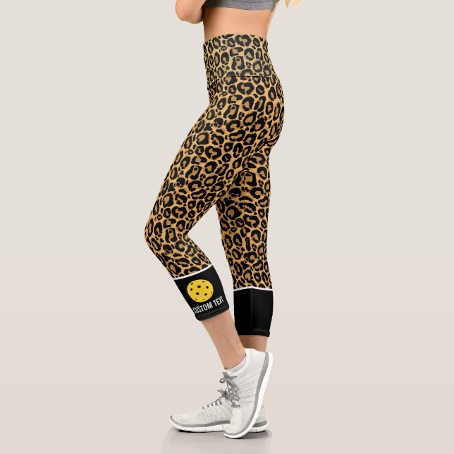 Pickleball Print Jungle Animal Muster Benutzerdefi Capri Leggings (Links)