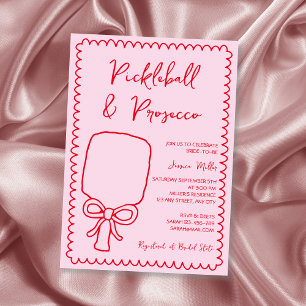 Pickleball & Prosecco Playful Pink Brautparty Einladung